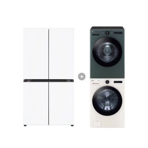 LG 디오스 오브제컬렉션 매직스페이스 냉장고 + LG 트롬 세탁기건조기 세트 (T875MHH111 + FX24ENE-GNG)