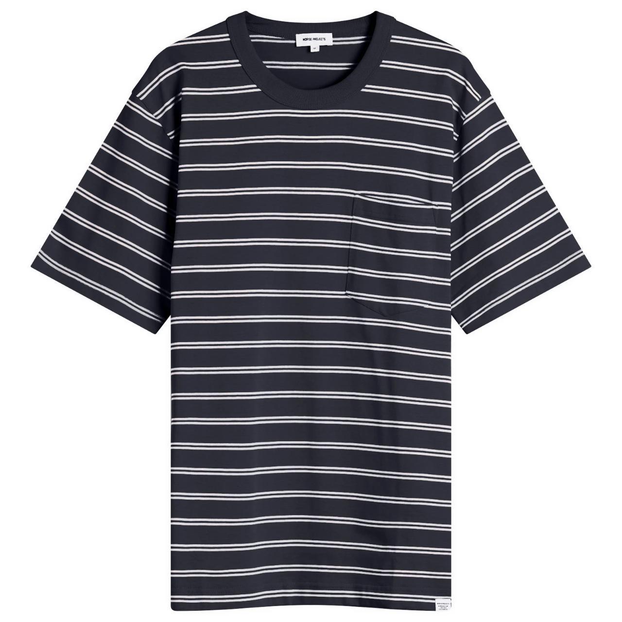 노스프로젝트 남성 Holger Sailor Stripe Pocket T Shirt Dark Navy