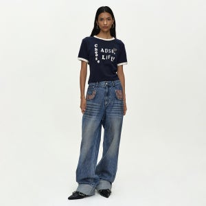 [앤더슨벨] OIL WASHED ROLLED UP JEANS apa889w(BLUE)