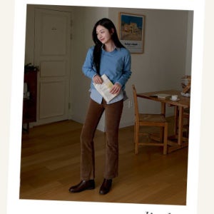 [코디5%][44-99/S-3XL] 세련미가 느껴지는 루즈핏 니트 & 부츠컷 골덴 팬츠 코디🤎