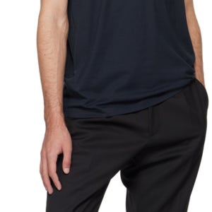 보스 네이비 프린트 티셔츠 241085M213034