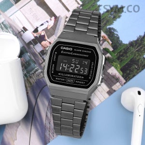 카시오 A168WGG-1B 빈티지 사각 크롬블랙 전자 남녀공용 메탈 시계 d