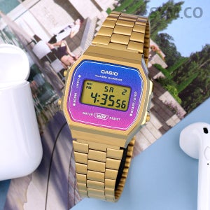 카시오 A168WERG-2A 빈티지 사각 그라데이션 전자 남녀공용 메탈 시계 d