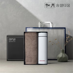 송월 프리미엄 선물 세트 송월 뉴 컬러 무지40 1P + 스마트온도텀블러 500ml 1P