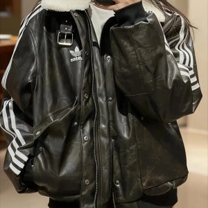 무료배송 아디다스 오리지널 PU PAD JKT 캐주얼 루즈핏 무스탕 가죽 자켓 남여공용 KF3691