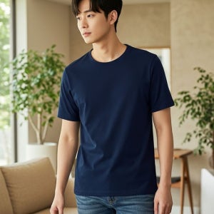 (모노무드) MMO 남성 여자 코튼 반소매 반팔티 머스트해브 S/S 단색심플 티 남색100