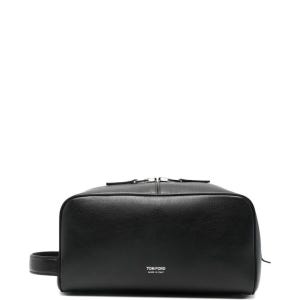 톰포드 블랙 사이드 핸들 로고 스탬프 투웨이 지퍼 가죽 파우치 10638973600008 leather wash bag TP722183859 149663983