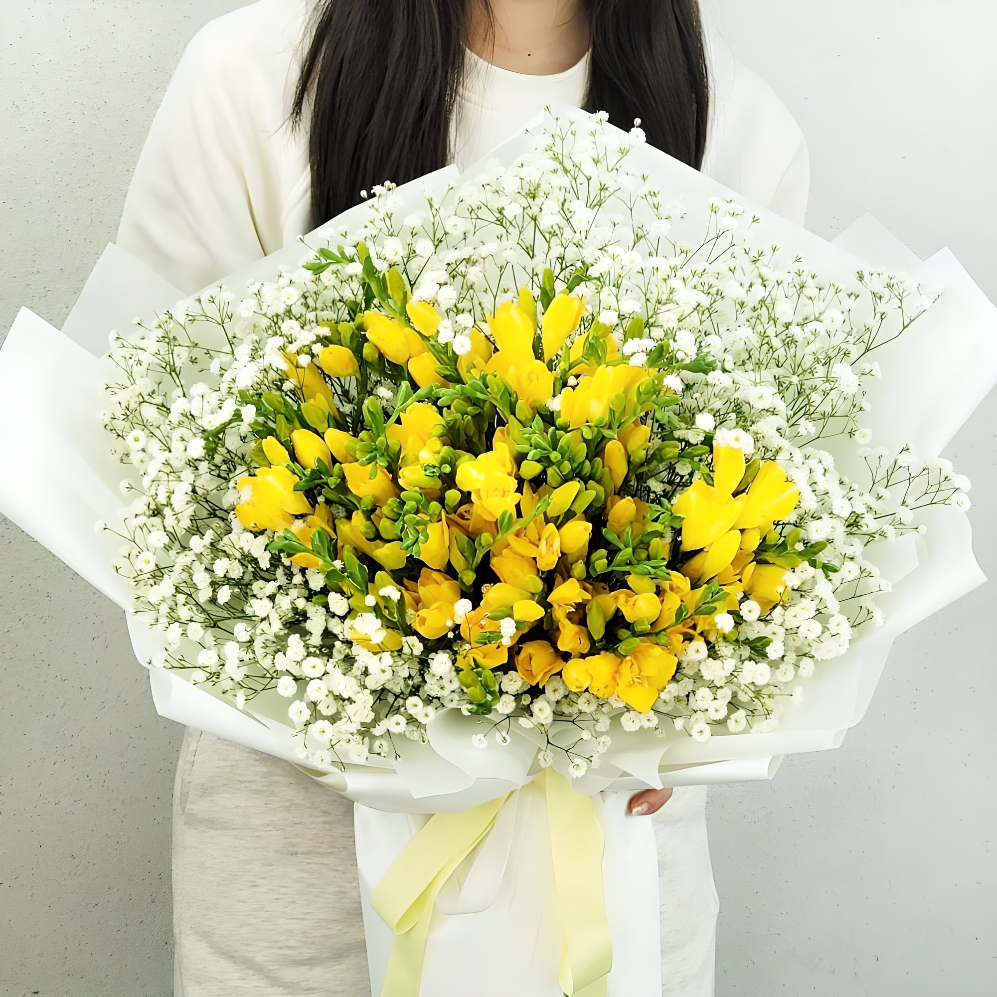 꽃팜 프리지아 단독 꽃다발