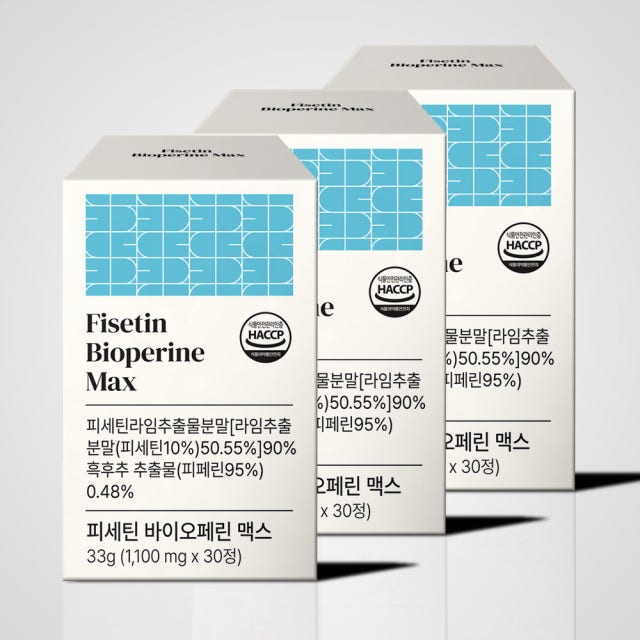 자연속의이야기 <b>피세틴</b> 바이오페린 맥스 1100mg x 30정, 3개