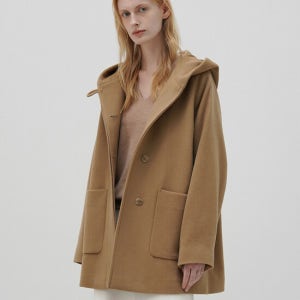 클린 Claude Hooded Half Coat (Camel)