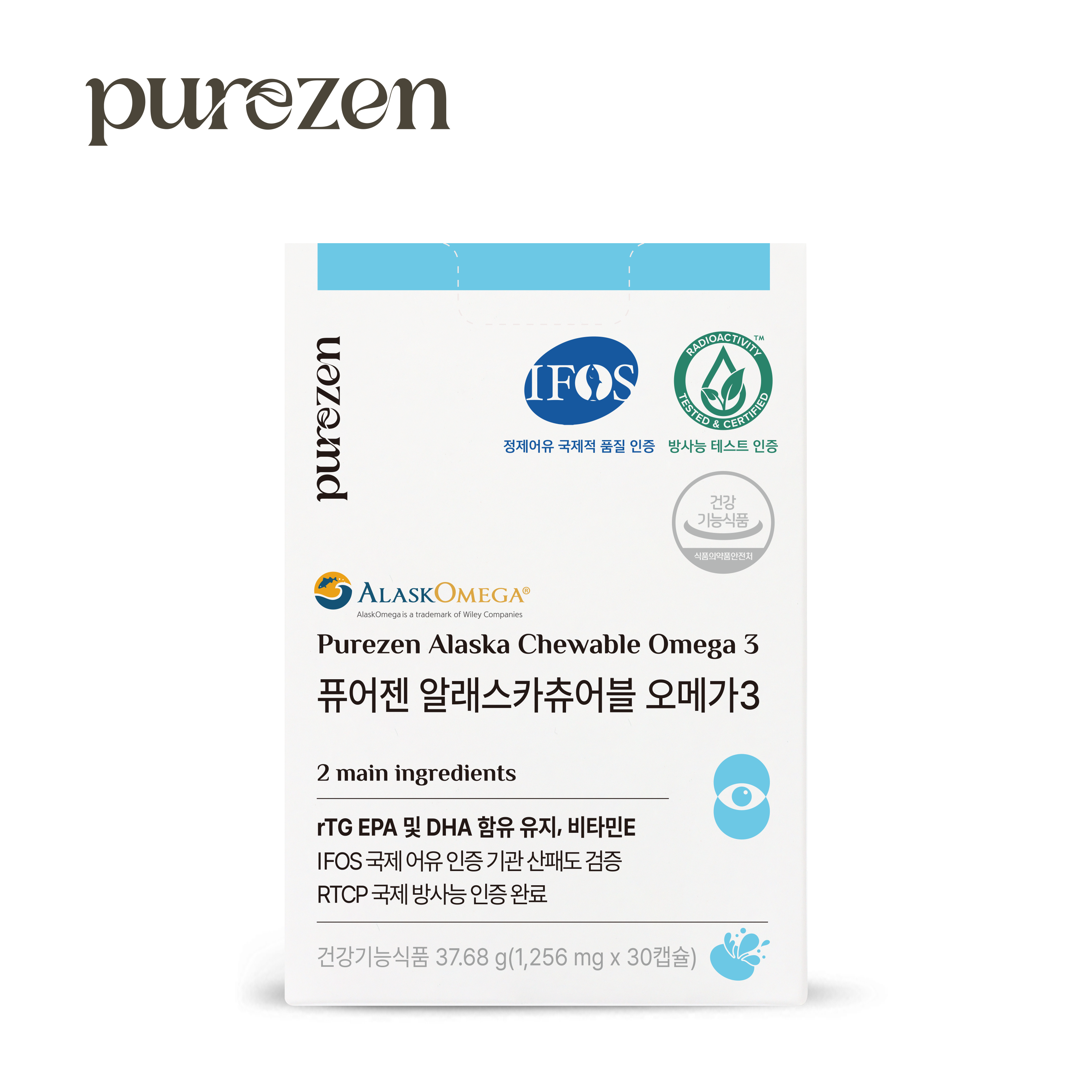 퓨어젠 알래스카 츄어블 오메가3 <b>EPA</b> DHA 30캡슐, 1개