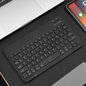 초슬림 충전식 무선 키보드, 휴대용 및 컴팩트 무선 키보드, Apple iPad, iPhone, Samsung 태블릿, 스마트폰, iOS, Android, Windows (10피트