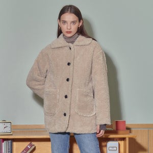 [가니송] [채린 Pick] Teddy Bear Half Coat_beige