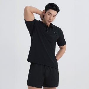 휘트니스복 중독 쿨링 카라 애슬레저룩 티셔츠 블랙 골프복