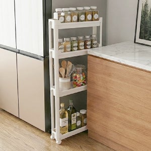 히키스 폭좁은 슬림 틈새선반 3단 이동식 트롤리 얇은 9.5CM 슬라이드 HTB4