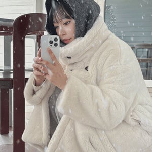 [오늘출발][담요급🔥에코퍼롱코트] 미엘 하이넥 퍼 롱코트 (퍼무스탕,퍼코트,루즈핏코트,무스탕코트,하이넥코트,겨울코트,모임룩,하객룩,한파룩)