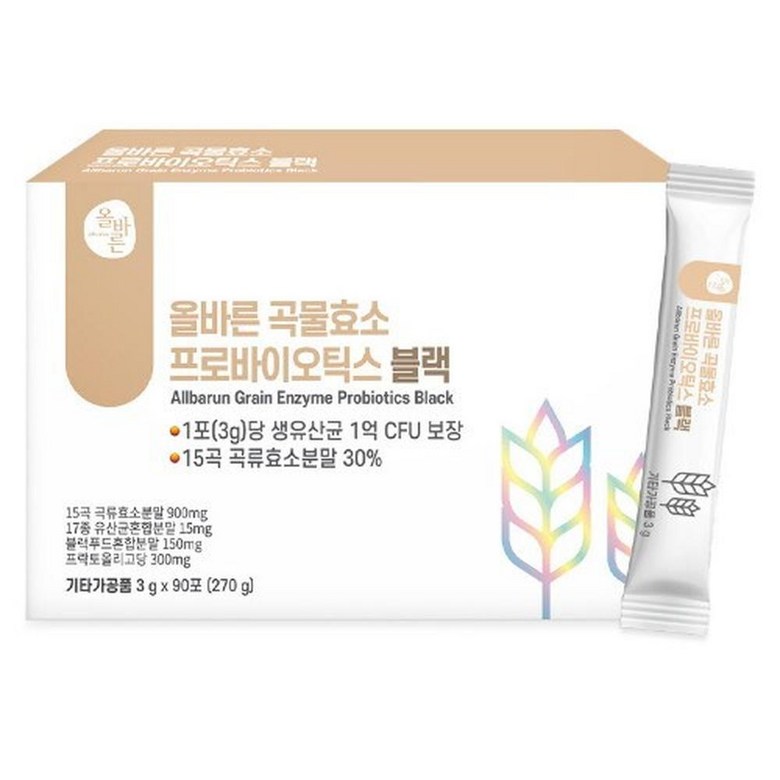 <b>뉴트올로지</b> 바른 올바른 곡물효소 프로바이오틱스 블랙  270g  8개