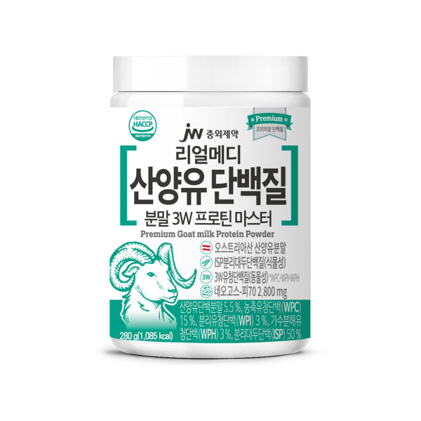 <b>JW중외제약</b> 리얼메디 산양유 <b>단백질</b> 분말 3W <b>프로틴</b> 마스터  280g  2개