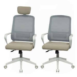 POT PC방의자 유니콘 편한 메쉬 흰사출베이지 서재의자