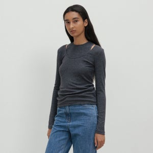 [레이스] [2차 리오더] Scoop Layered T-Shirt_Charcoal