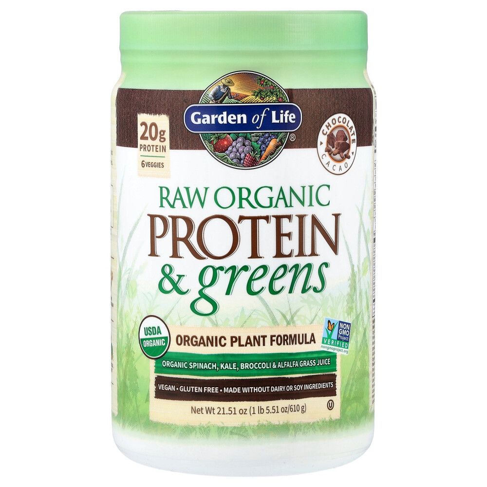 가든오브라이프 (아이허브) <b>RAW</b> 단백질 및 채소 식물 포뮬라 <b>초콜릿 카카오</b> 610g(21.51oz) 해외직구