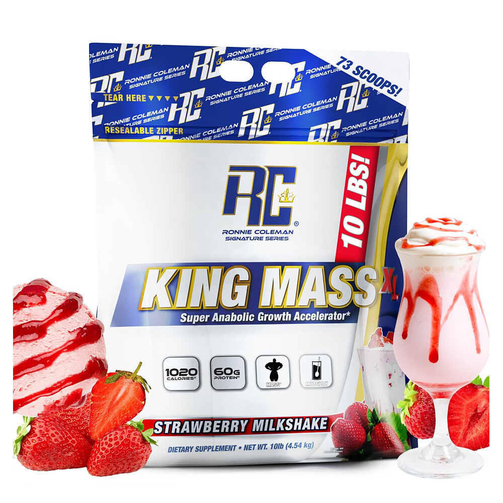 로니콜먼 킹매스 XL 게이너 <b>벌크업</b> 보충제 프로틴 스트로베리 <b>밀크</b>쉐이크 딸기 4.54kg