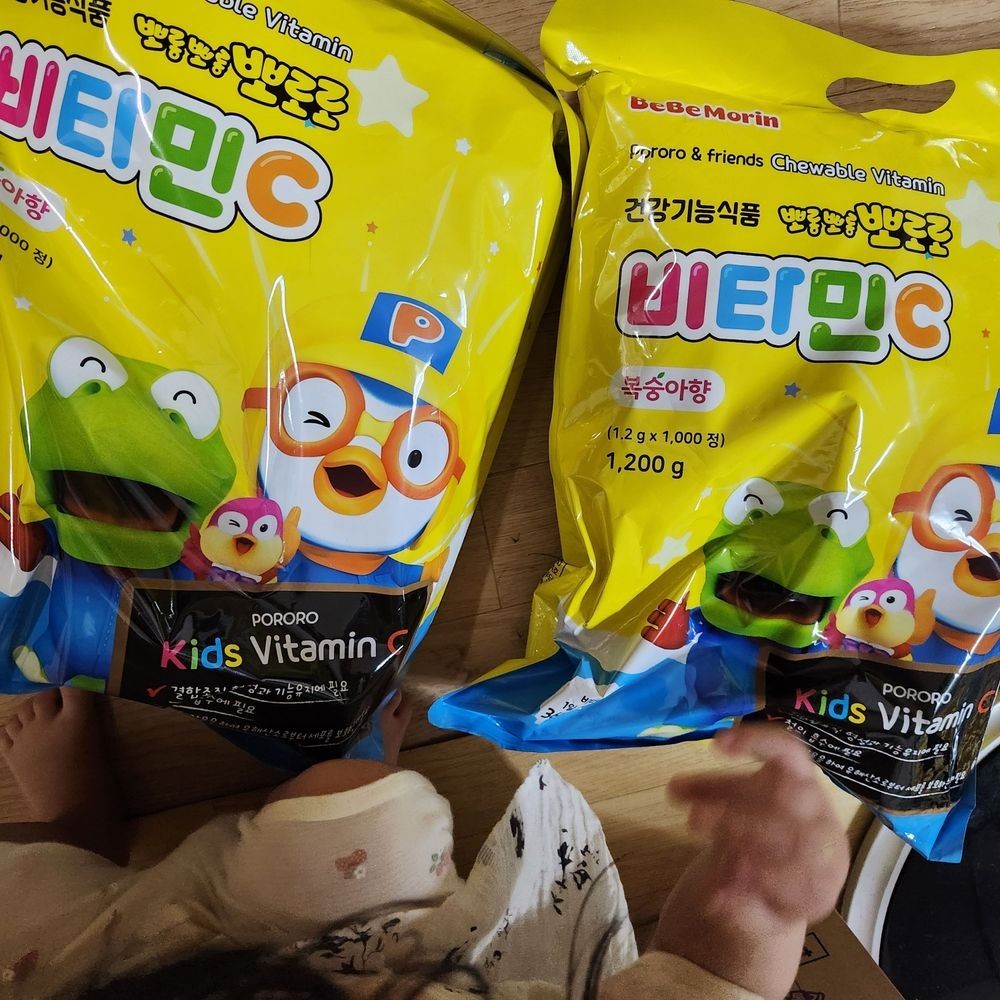 비타민C 어린이 간식 복숭아맛 <b>항산화</b> 효과 자연 추출 1000정 총 2개