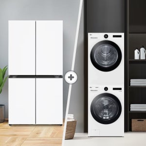 LG 디오스 오브제컬렉션 매직스페이스 냉장고 + LG 트롬 세탁기건조기 세트 T875MHH111 + FX23WA-20WQ