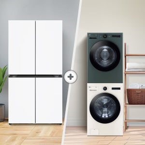 LG 디오스 오브제컬렉션 매직스페이스 냉장고 + LG 트롬 세탁기건조기 세트 T875MHH111 + FX24ENE-GNG
