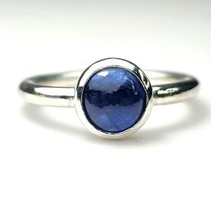 사파이어 캐보션컷(6mm) 실버반지, 파랑은 실버주얼리