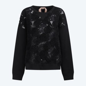 [넘버투애니원][N21]플라워 아플리케 스웻셔츠(N2TSS26001BKX)