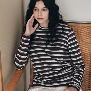 [라츠유] lotsyou_Brenda Stripe T-shirts Brown_LOTI3RLW323OBR