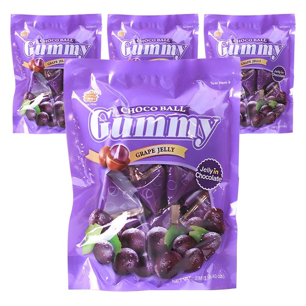 I-Mei Gummy Chocoball Grape Flavor 238g, 4 Packs, Chewy Jelly Chocolate
