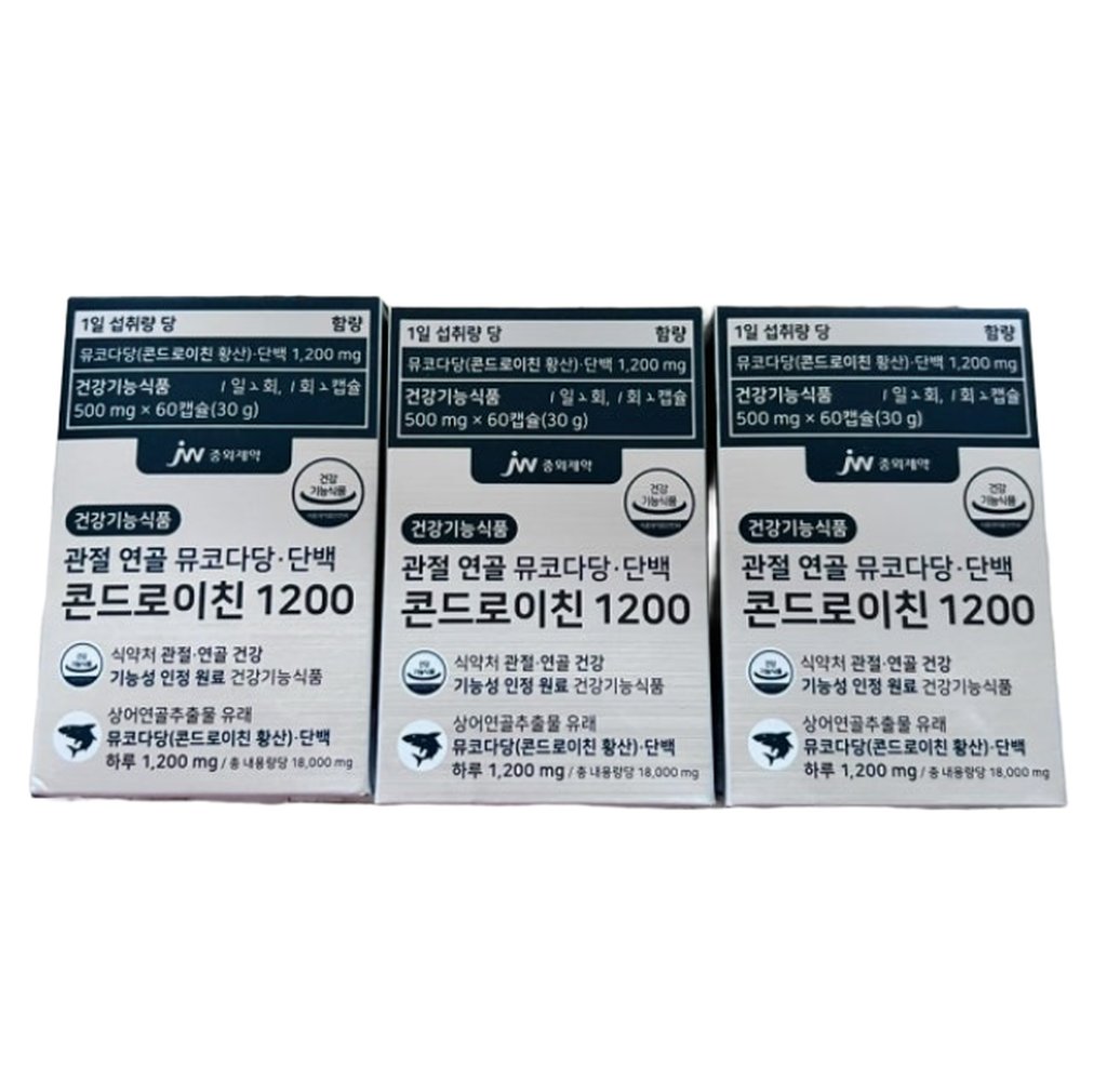 jw<b>중외제약</b> 관절 연골 뮤코다당 단백 콘드로이친 1200 <b>무릎</b>관절  60정  3개