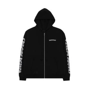 크롬하츠 듀얼 로고 플리스 집업 후드 블랙 스크롤 115087841