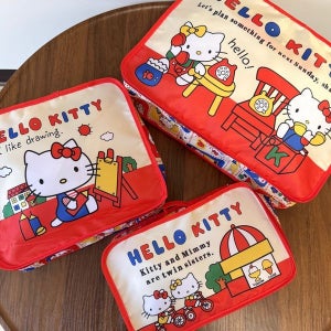 [키치상점] 레드 키티 캐리어 정리 이너백 여행용 파우치 3종 세트