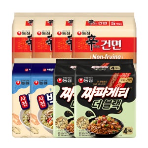 신라면건면 20개 +짜파게티 더블랙 8개 + 사천백짬뽕 8개 (총 36개)