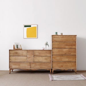 [베이직가구] 블랙러버 빈티지로얄 A형 서랍장 세트 엔틱브라운 W2250