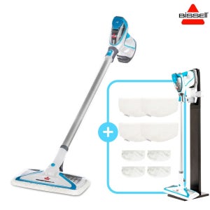 비쎌 슬림 스팀청소기 DAILY2 패키지 (화이트블루+정품걸레8P+거치대)