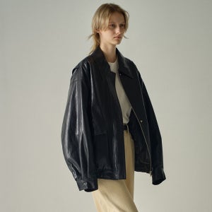 [파사드패턴] 오버핏 레더 블루종_black