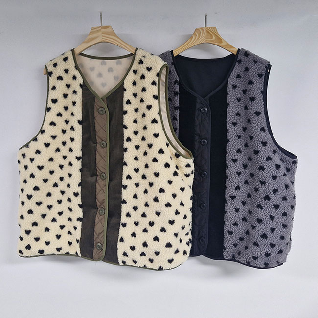 프리<b>마미 하트</b> 뽀글이 털 누빔 골지 트리밍 V넥 데일리룩 캐쥬얼 편한 조끼 2번 99 100