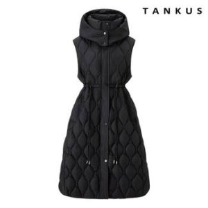 퀼팅 허리 스트링 후드 롱 베스트 패딩 점퍼 (TX4JP005L0)