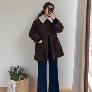 클로이 안감몽땅 덤블 허리스트링  하프코트 [size:F(55~66반)]