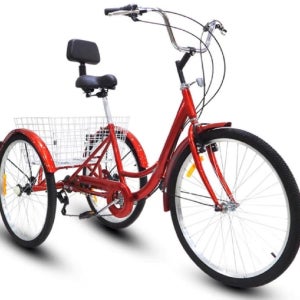 성인 세발 자전거 바구니 트라이크 24인치 경량 성인용 실버 안전 소형 어르신