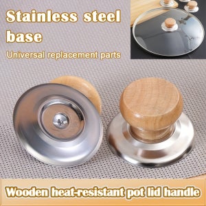 1/2개 나무 냄비 뚜껑 버튼 - 열 저항성 나무 손잡이, 스테인레스 스틸 베이스, 냄비 및 팬용 방열 대체, 2.25인치 직경, 주방 조리기구 액세서리, 냄비 뚜껑 대체, 인간
