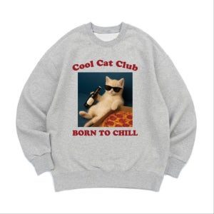 [맨투맨 피자고양이] 오버핏 가을 겨울 생일선물 웃긴선, 미소랜드