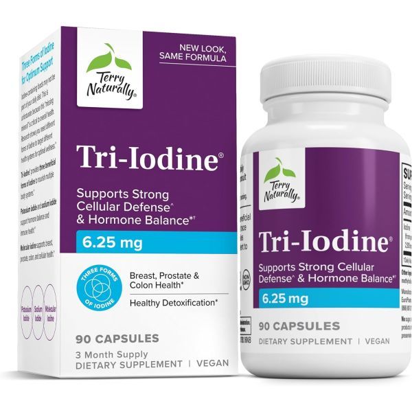<b>테리 내추럴리</b> 트라이아이오딘 - 갑상선 건강 지원 해조류에서 추출한 분자 요오드로 균형 도움 아이오딘화칼륨 아이오딘화나트륨 함유 두 <b>에너지</b> 6.25mg