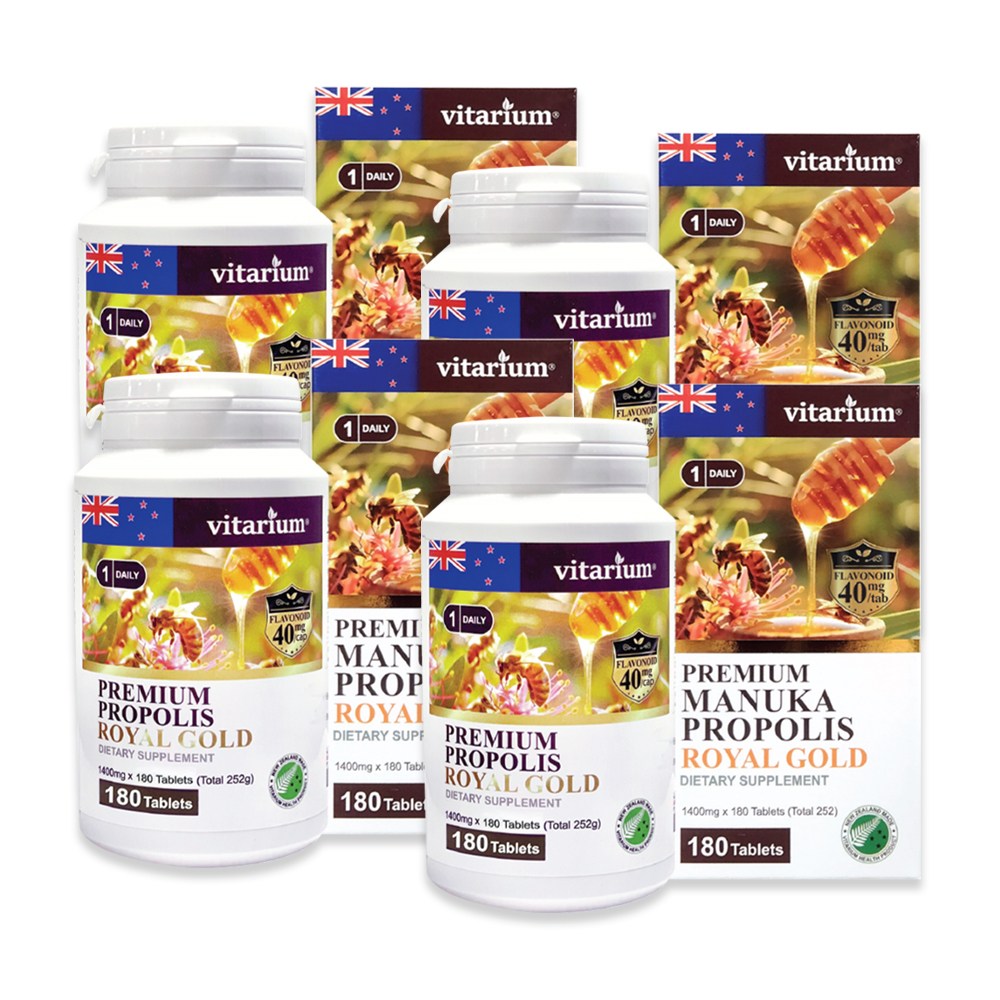 <b>비타리움</b> 프리미엄 프로폴리스 로얄골드 아연 <b>셀레늄</b> 벌화분 함유  4개  180정
