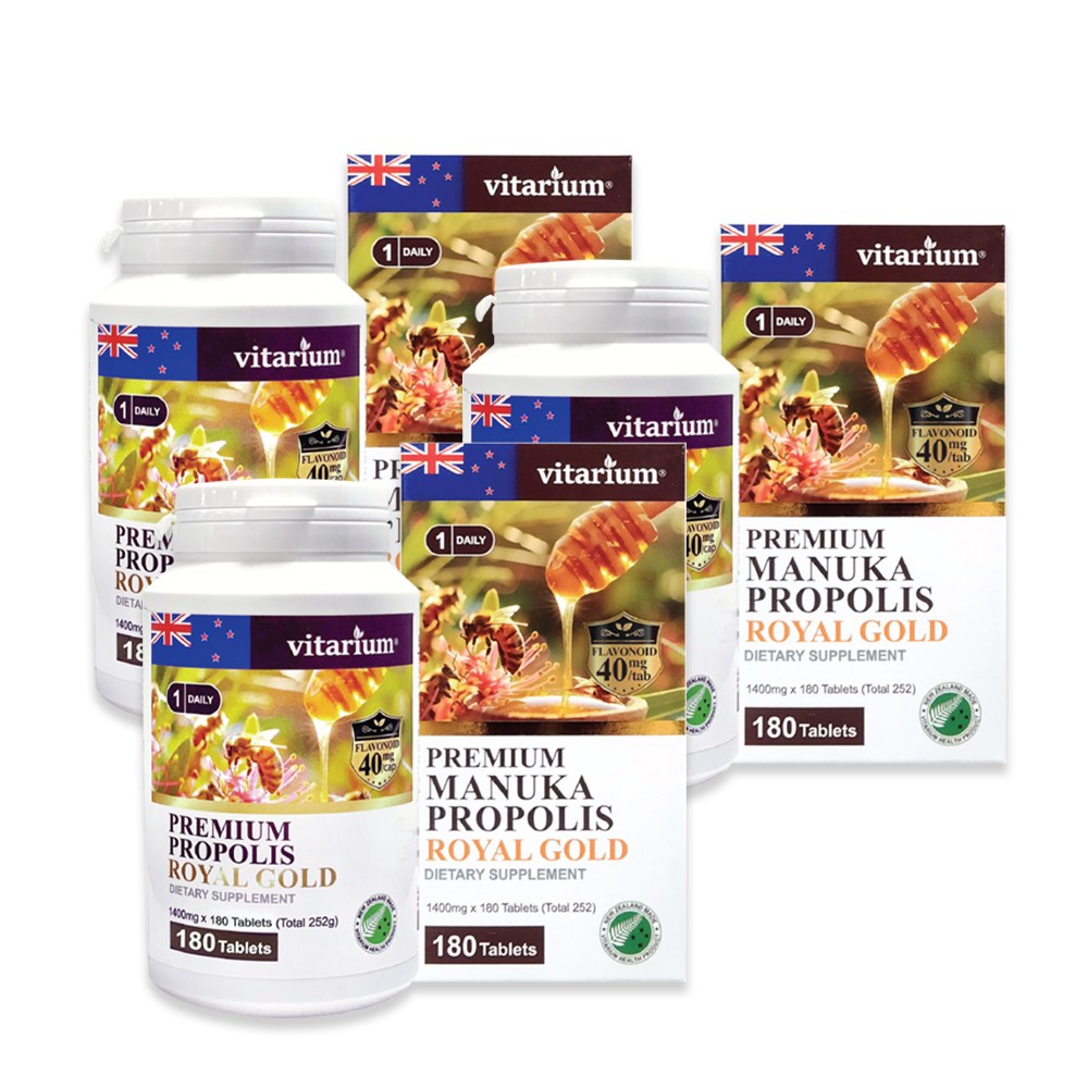 <b>비타리움</b> 프리미엄 프로폴리스 로얄골드 아연 <b>셀레늄</b> 벌화분 함유  3개  180정