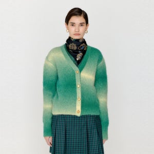 잉크 Vassia Gradation Striped Knit Cardigan - Green